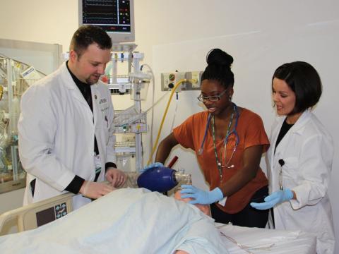 Rush University Student Receiving Respiratory Therapy Education through the M.S. in Respiratory Care Program.