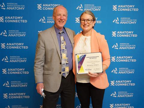 Dr. Brittany Wilson with her postdoctoral mentor, Dr. Rick Sumner at the Anatomy Connected 2023 awards ceremony.