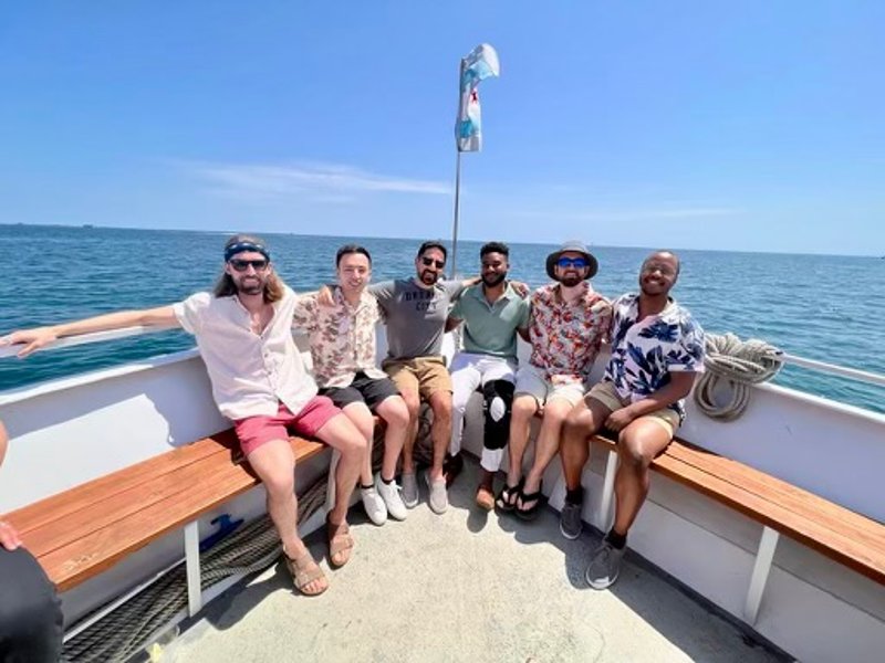 Group photo on a boat