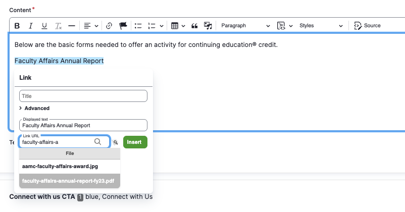 Screen shot of the RushU website editing system