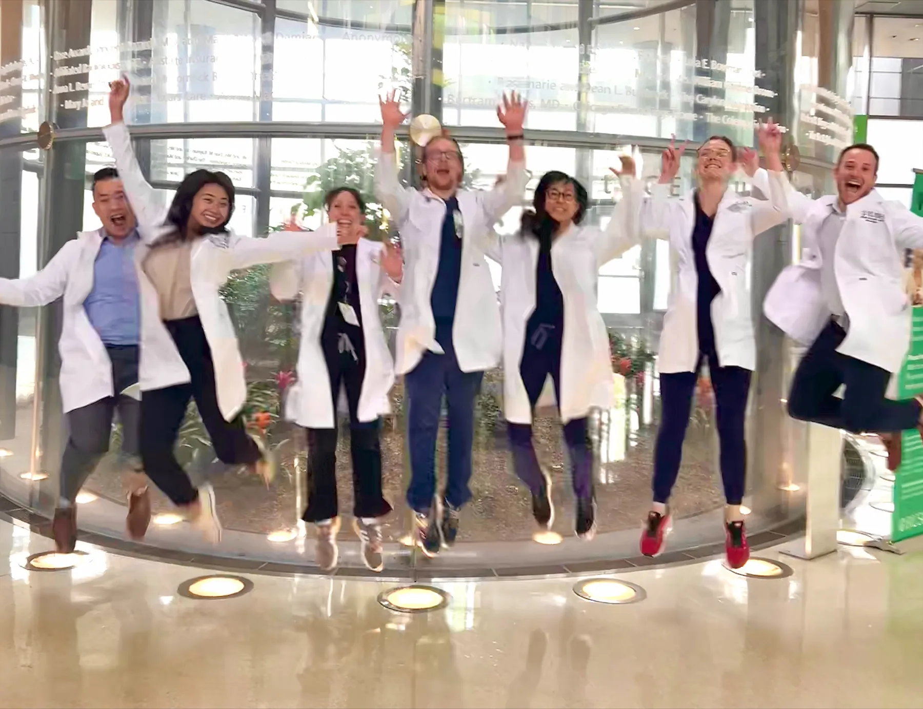 Neurology residents jumping for joy.