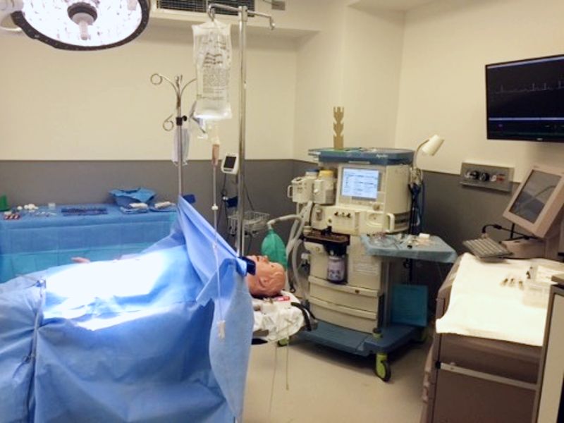 Equipment in an anesthesia operating room