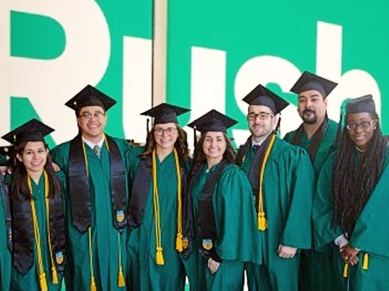 Graduates wearing commencement regalia