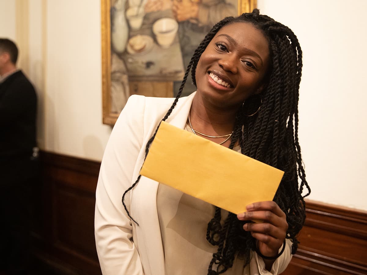 A Rush medical student at Match Day 2019