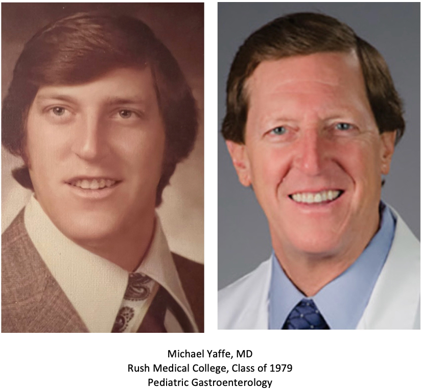 Yearbook photo and current photo of Michael Yaffe, MD