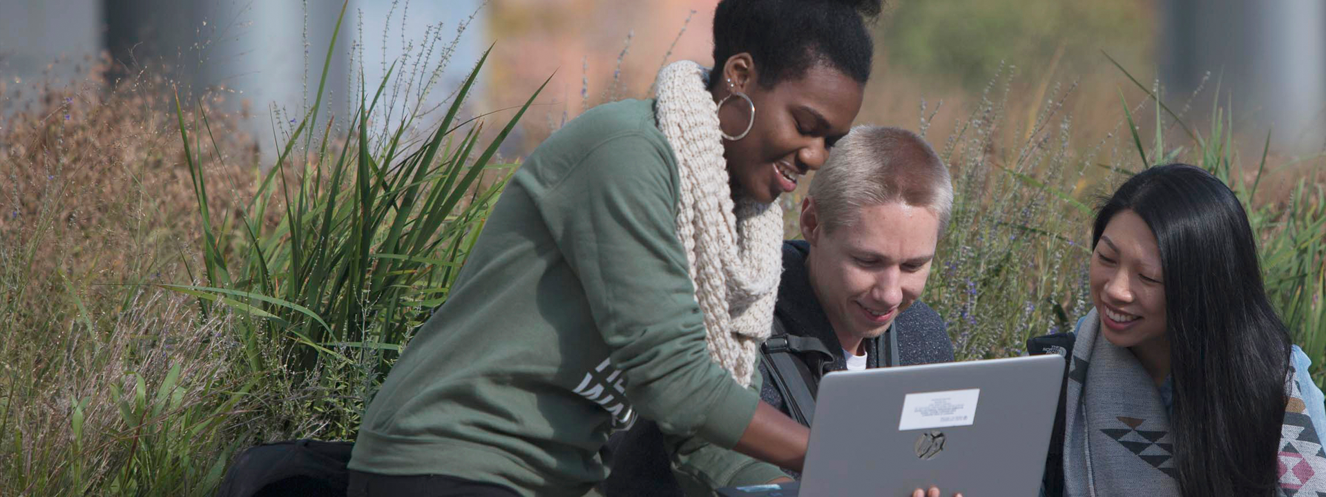 Rush University students outside
