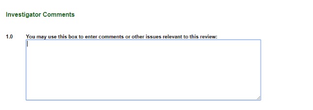 Radiation Safety Review form screen shot