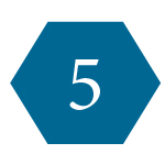 Dark blue hexagon labeled with the number 5