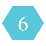 Light blue hexagon labeled with the number 6