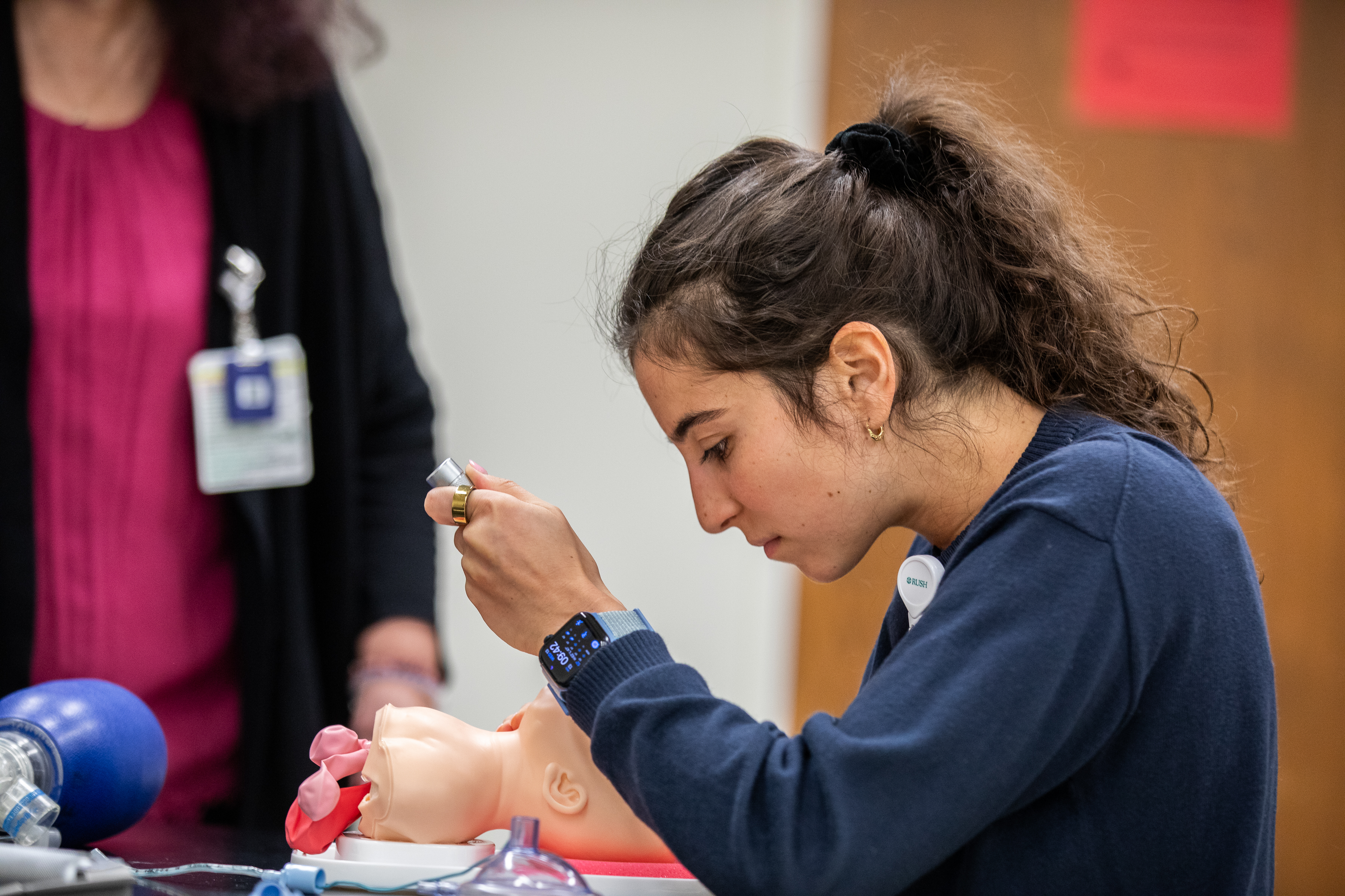 Peds Acute Care nursing student in Sim Lab