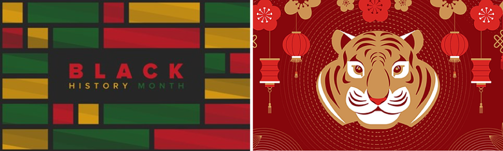 Black History Month and Chinese Year of the Tiger graphic
