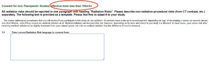 Radiation Safety Review form screen shot