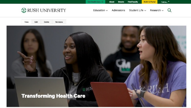 Screen shot of website