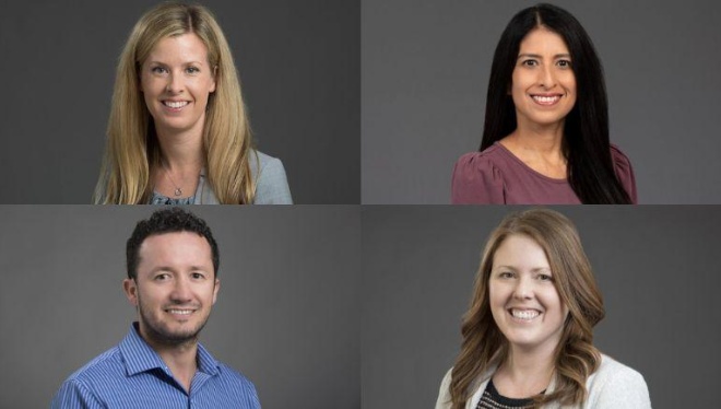 Portraits of four faculty members selected for the program.