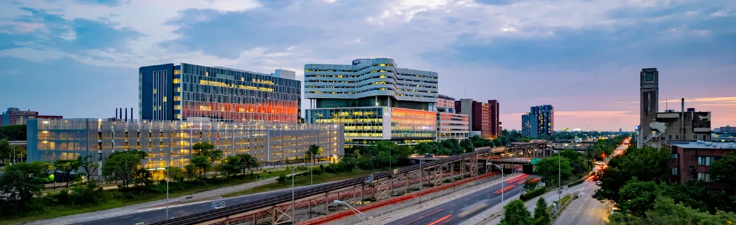Rush University Medical Center at sunset