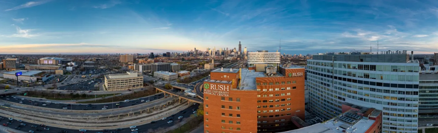 Aerial view of the Rush campus