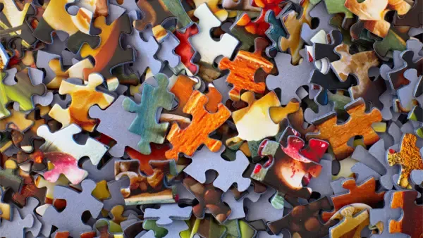 scattered puzzle pieces