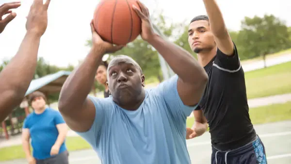 People playing basketball