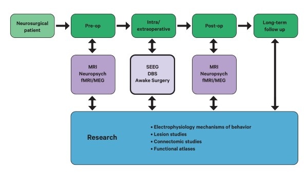Flow chart showing steps of healthcare at the Center for Brain Mapping