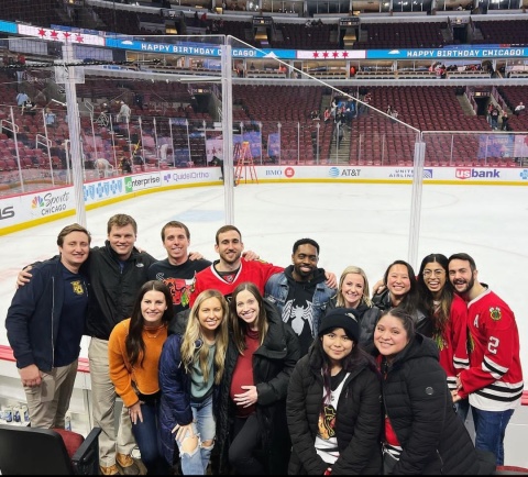Group of fans at hockey game