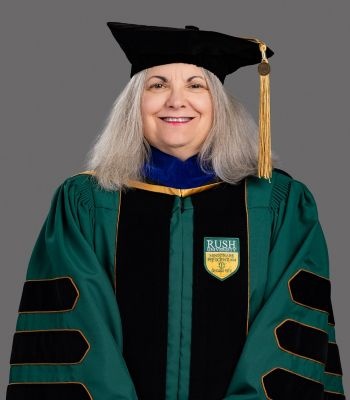 Barbara A. Swanson, PhD, RN, wearing academic regalia