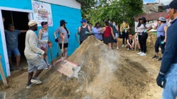 Step 1 concrete pile of dirt and mix