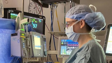A nurse anesthetist in the operating room