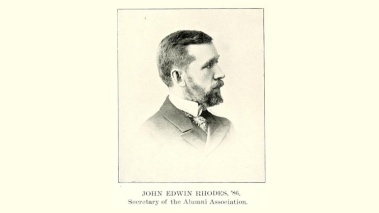 Archival portrait labeled John Edwin Rhodes '86, Secretary of the Alumni Association