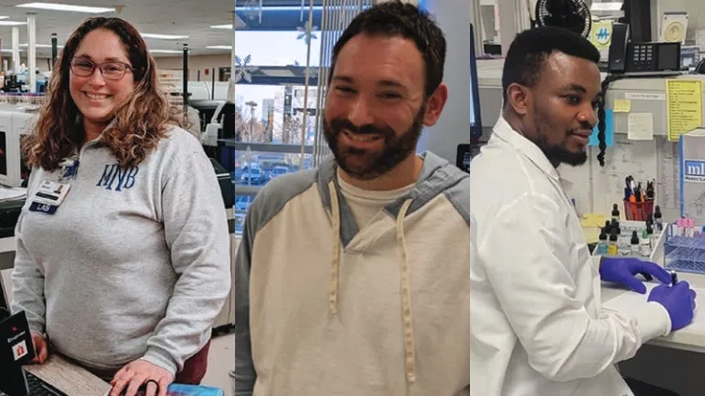 Three students in the lab