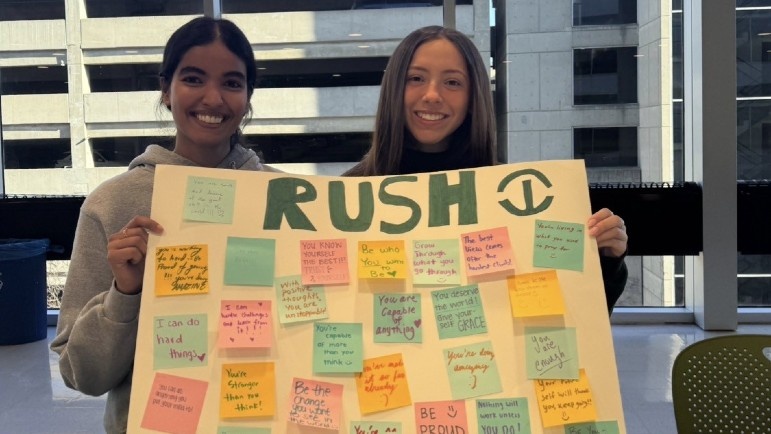 Students share messages of gratitude with the Rush Community.